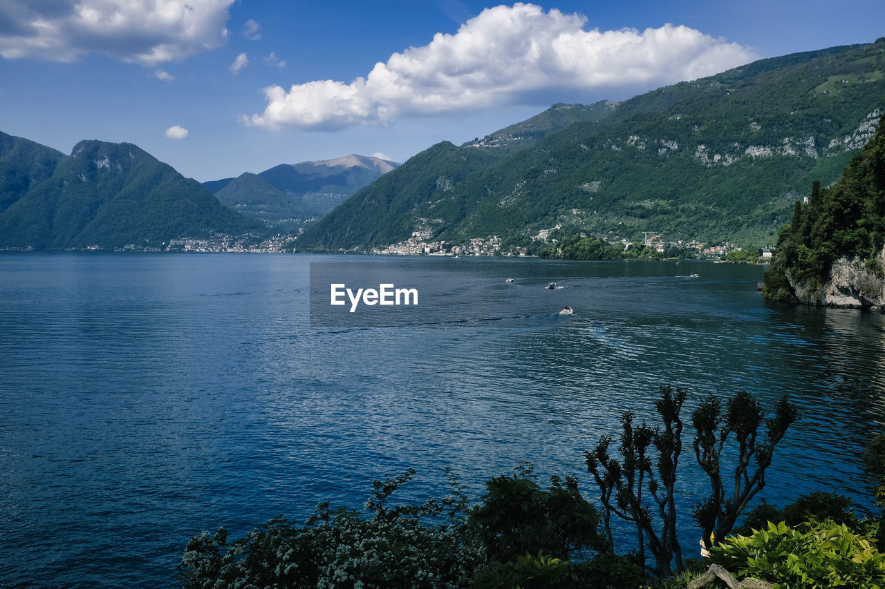 Panoramic view of lake como. lombardy region, italy.