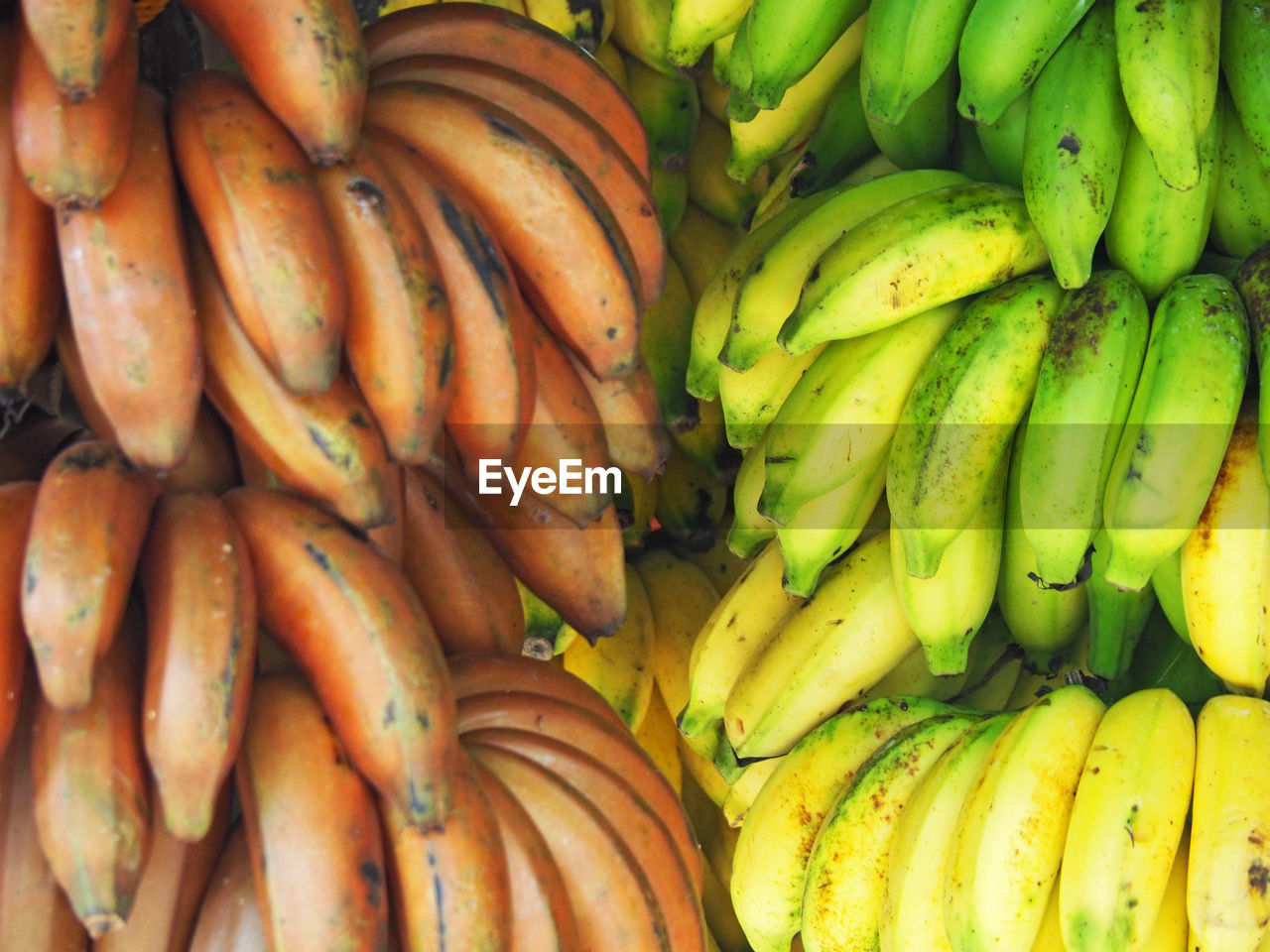 Close-up of bananas hanging at market stall