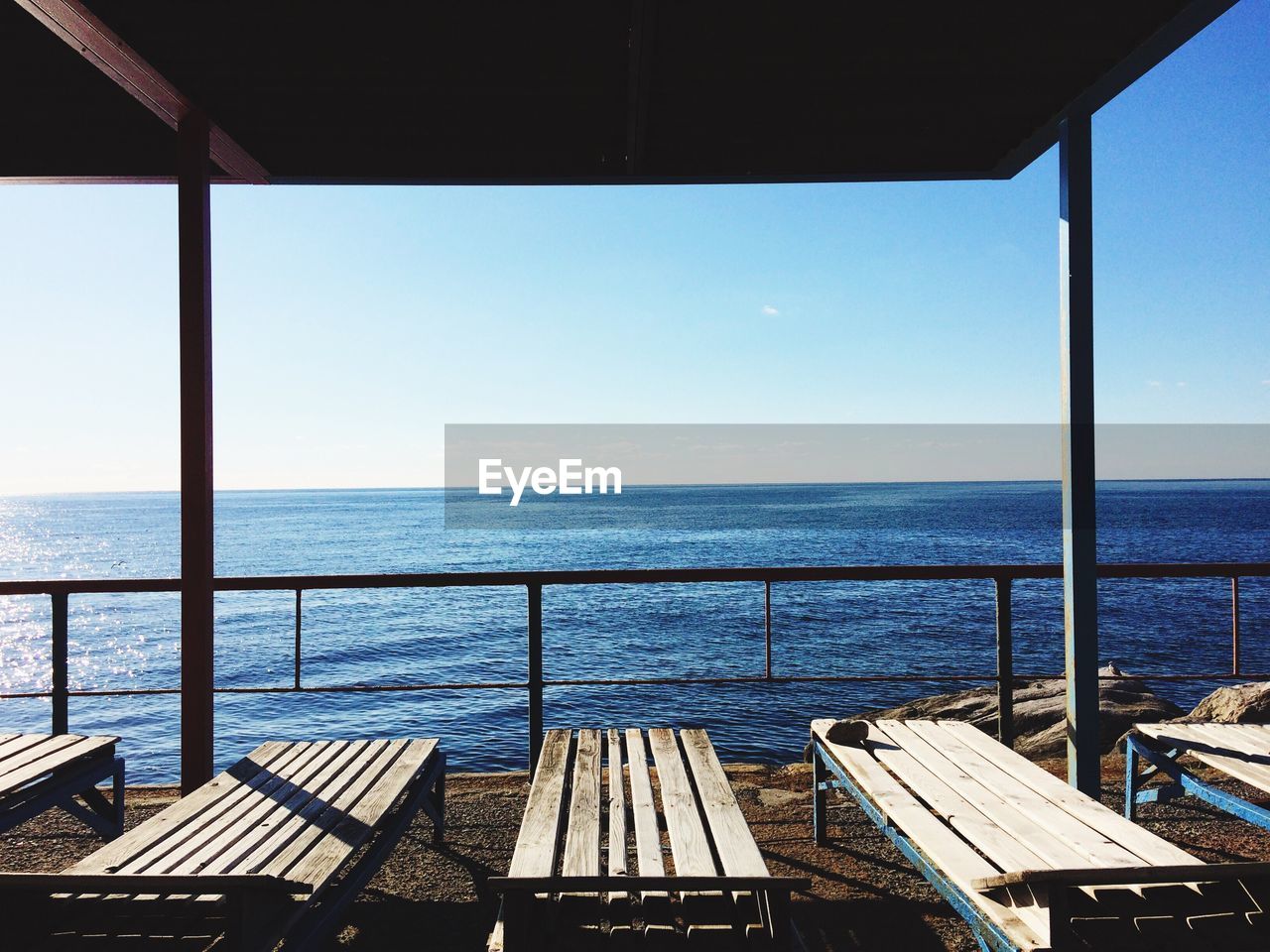 Scenic view of sea against clear sky