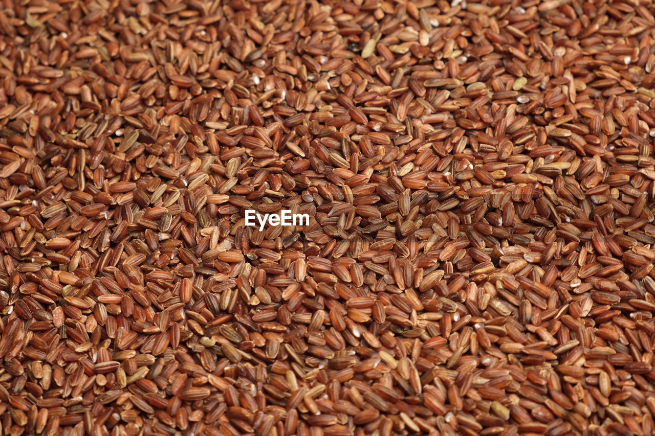 Uncooked red rice wallpaper. long brown rice surface. close up. grains fall poured a stack.  export