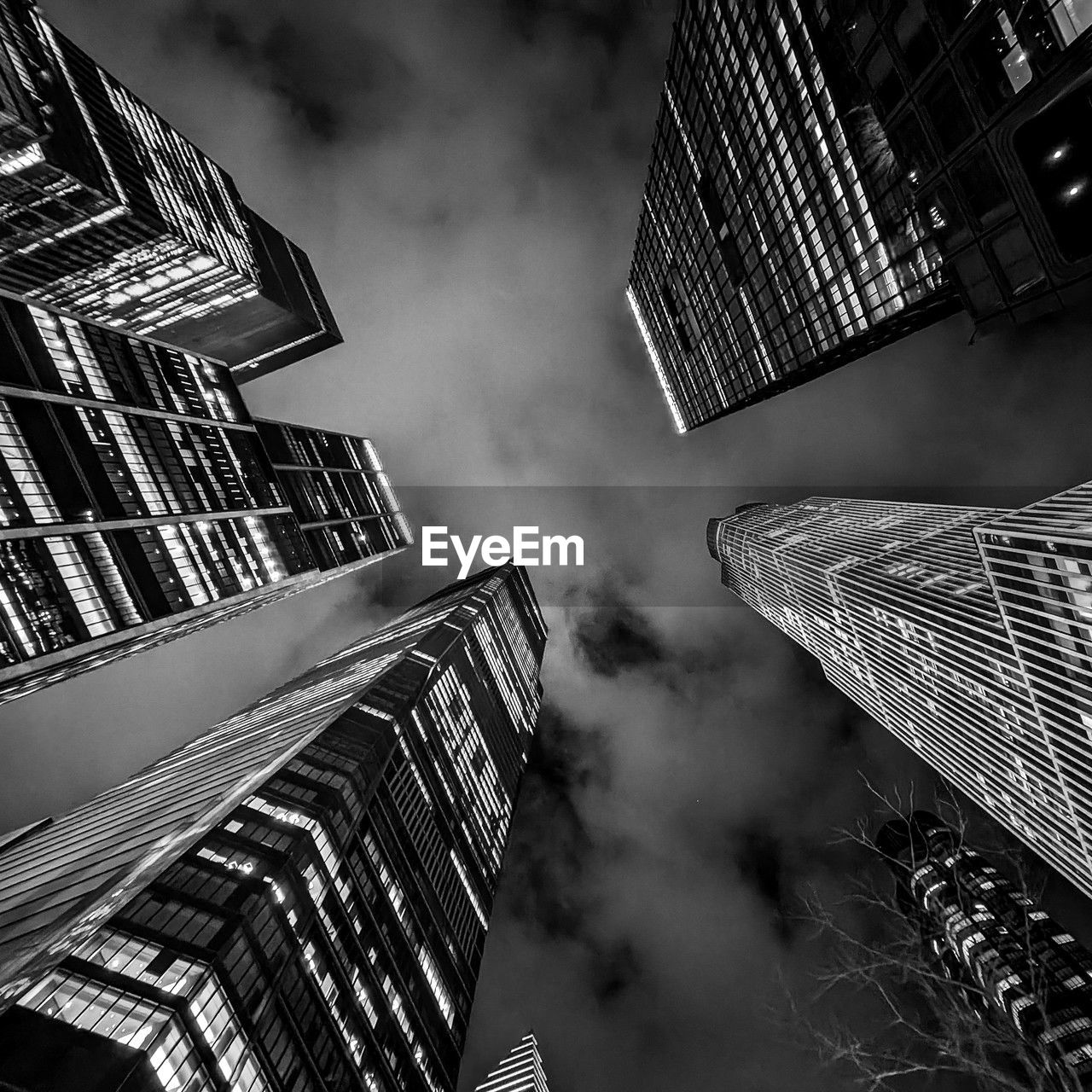 black and white, architecture, black, built structure, building exterior, skyscraper, monochrome, city, monochrome photography, building, office building exterior, darkness, low angle view, sky, metropolis, white, cityscape, light, no people, office, cloud, tower block, nature, residential district, downtown district, night, outdoors, tower, urban area, city life
