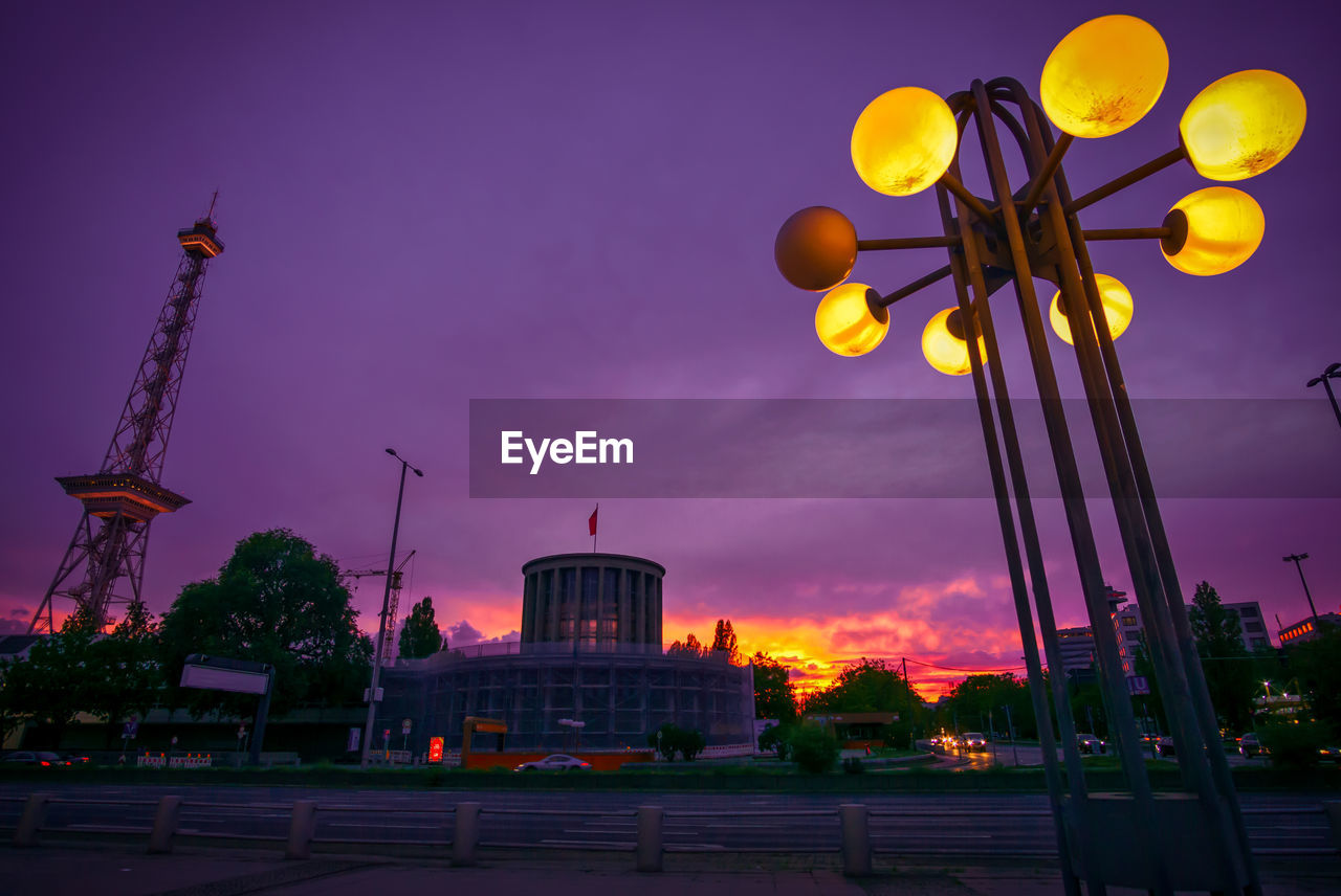 Dramatic sunset at the berlin messe nord / icc train station.