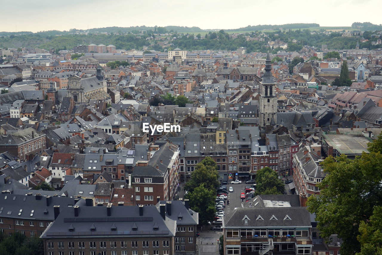 high angle view of townscape against sky