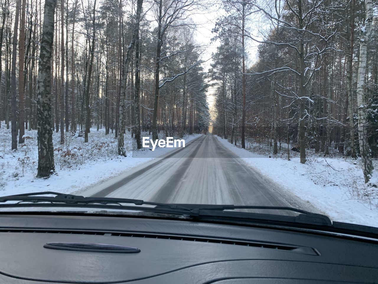 Snowy road in poland