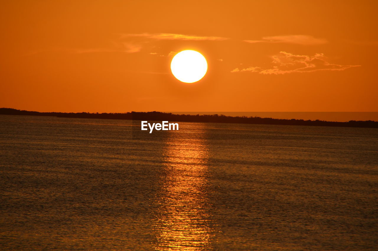 Scenic view of sea at sunset