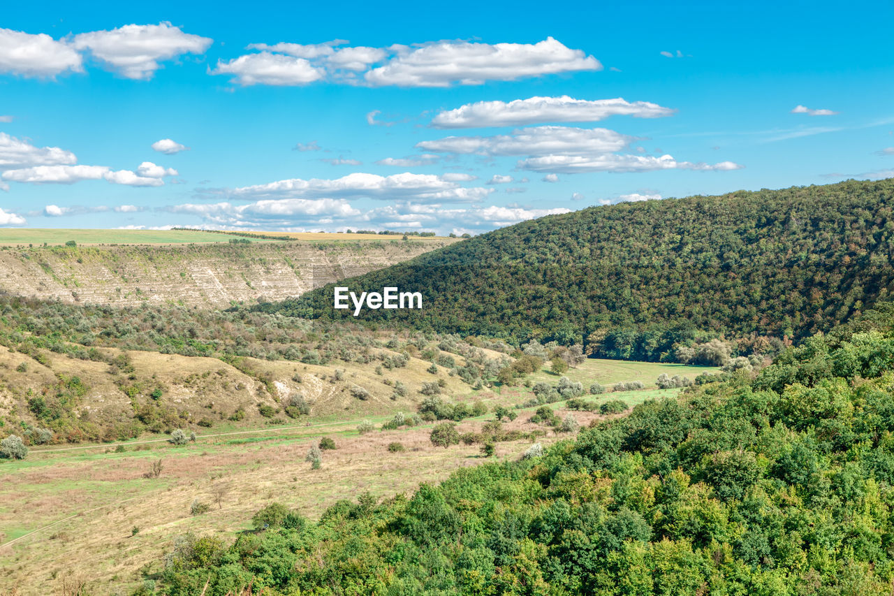 SCENIC VIEW OF LAND AND MOUNTAINS AGAINST SKY