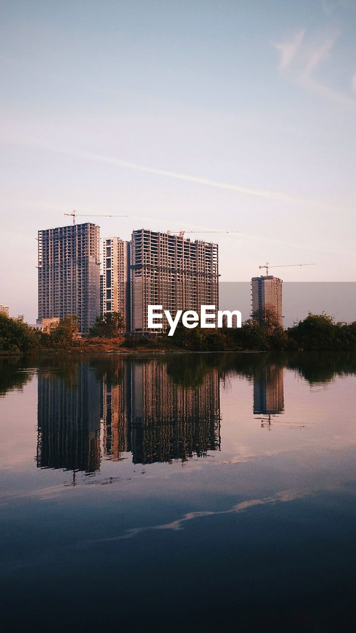 Reflection of built structure in water