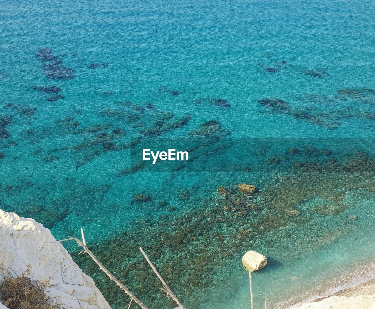 water, sea, reef, beauty in nature, high angle view, day, nature, tranquility, ocean, land, tranquil scene, scenics - nature, blue, no people, turquoise colored, idyllic, shore, beach, outdoors, marine biology, coast, coral reef, rock, sunlight