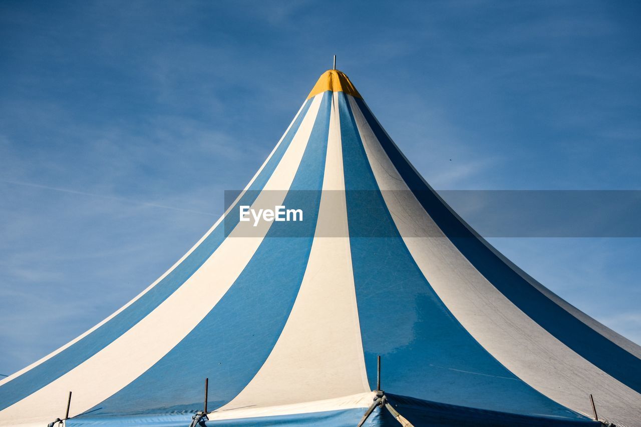 Low angle view of tent against sky