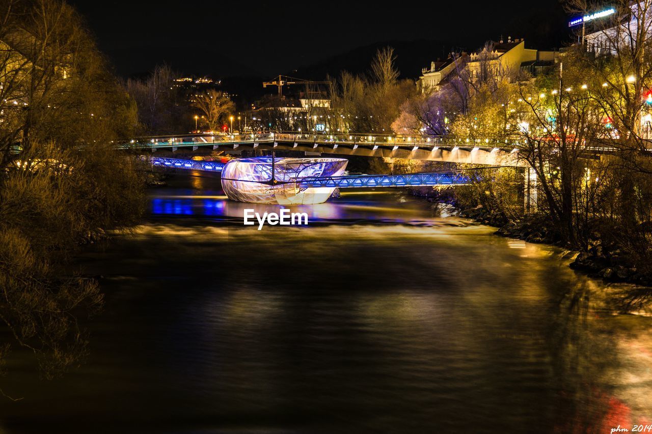 View of illuminated city at night