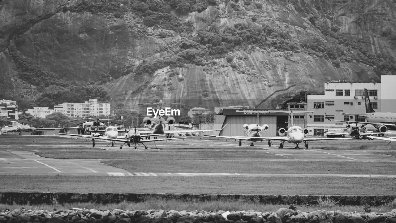 Brazilian commercial plane taxiing on the runway at santos dumont national airport