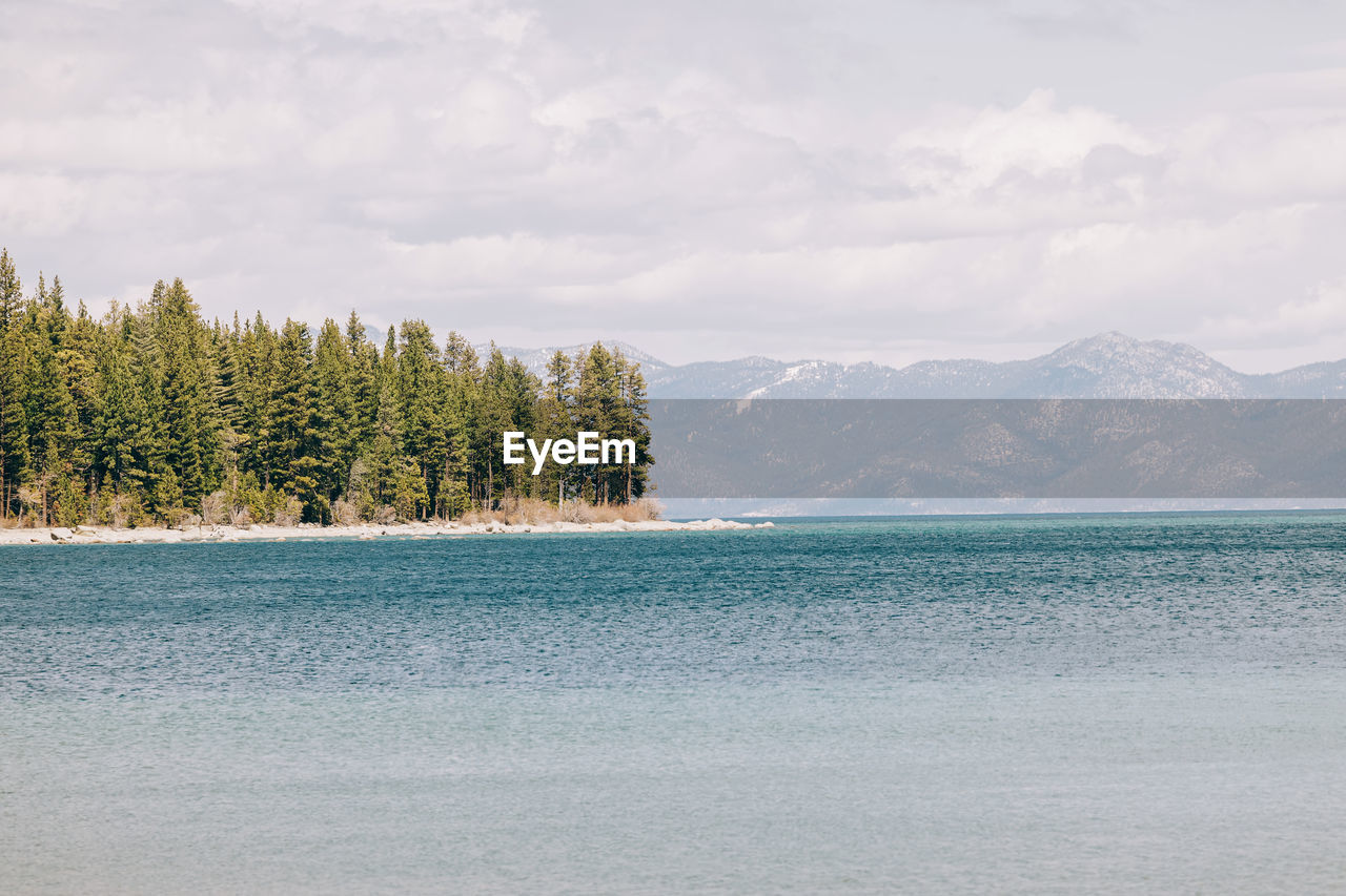 View to calm and peaceful lake tahoe in spring