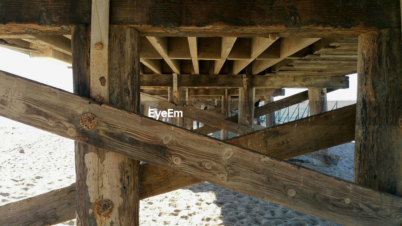 Close-up of wooden bridge