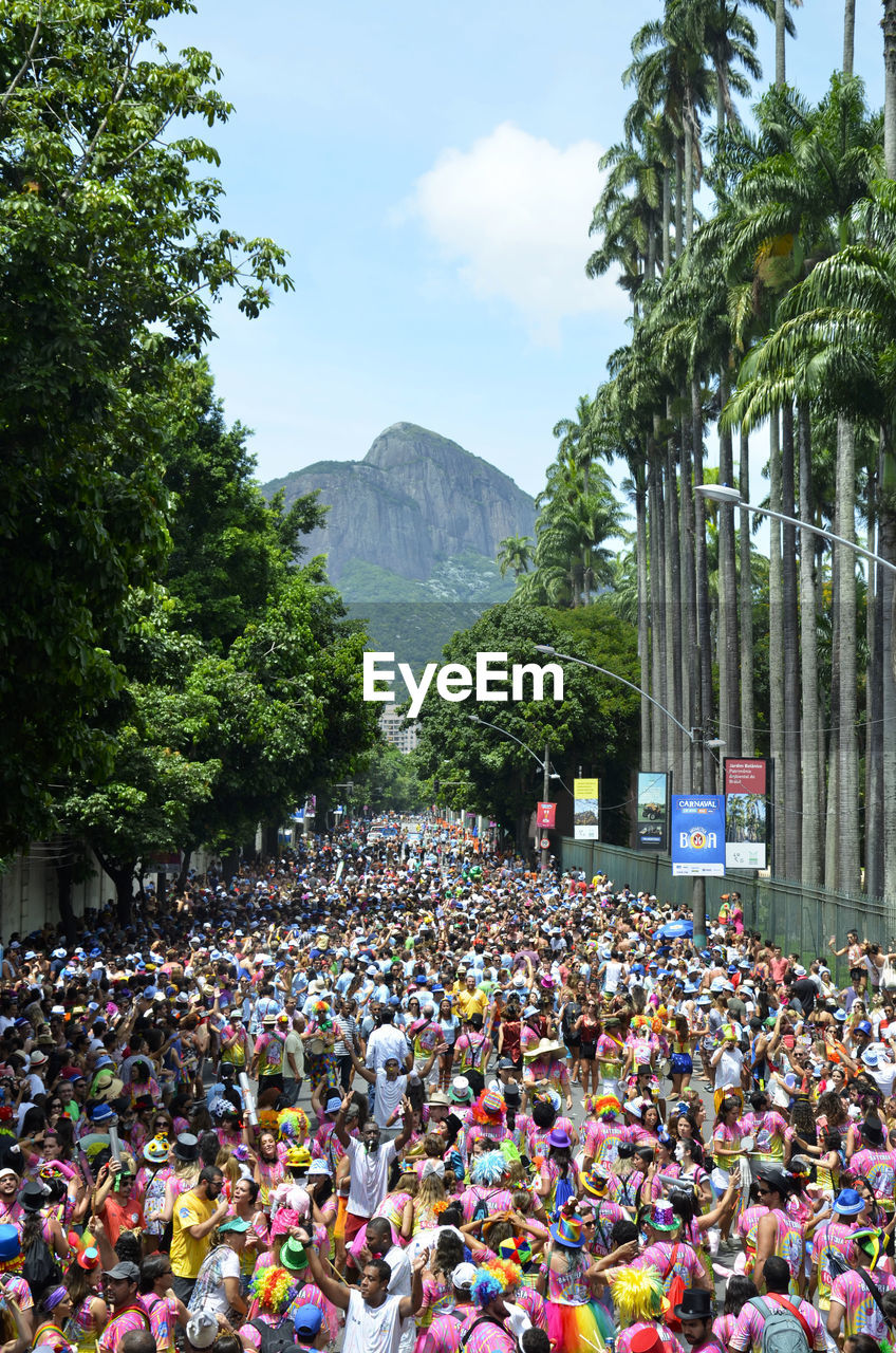 High angle view of crowd in park