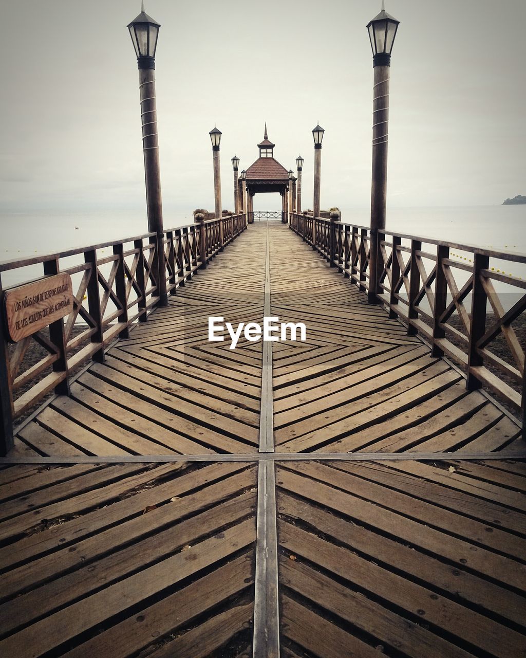 Wooden pier over llanquihue lake