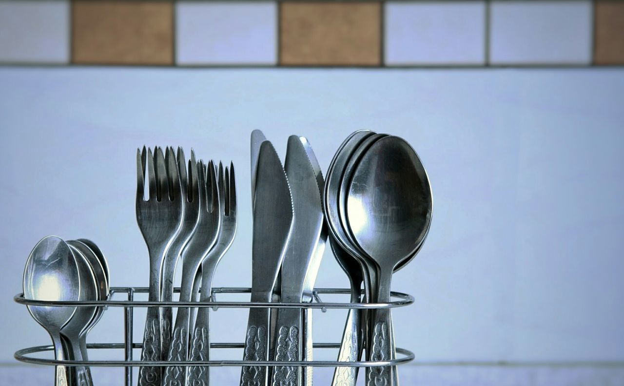 Close-up of metallic structure in kitchen