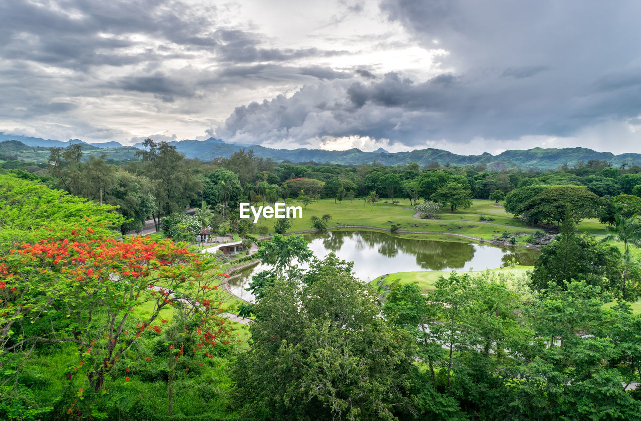 SCENIC VIEW OF LAKE AMIDST TREES AGAINST SKY