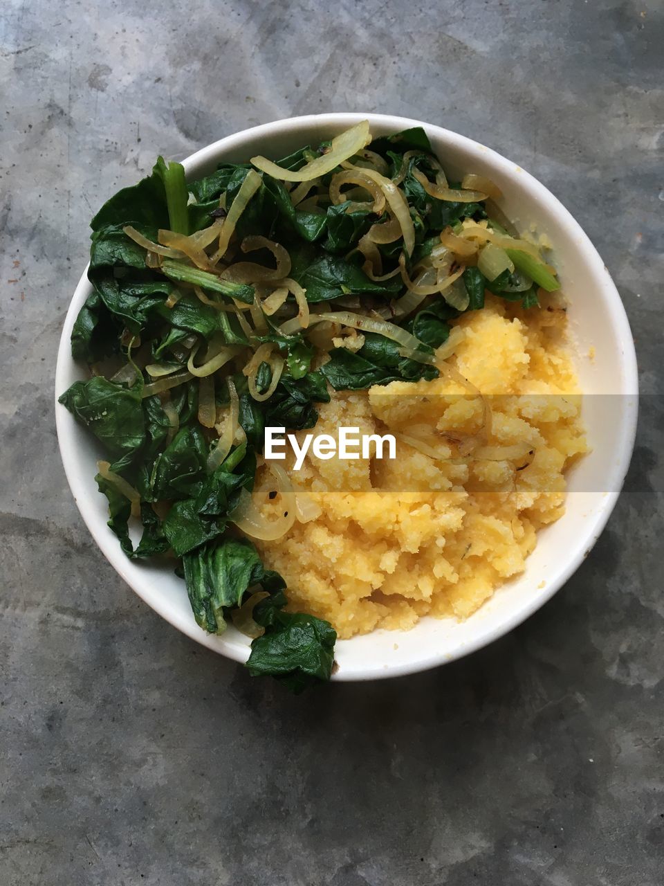 Directly above shot of food in bowl on table