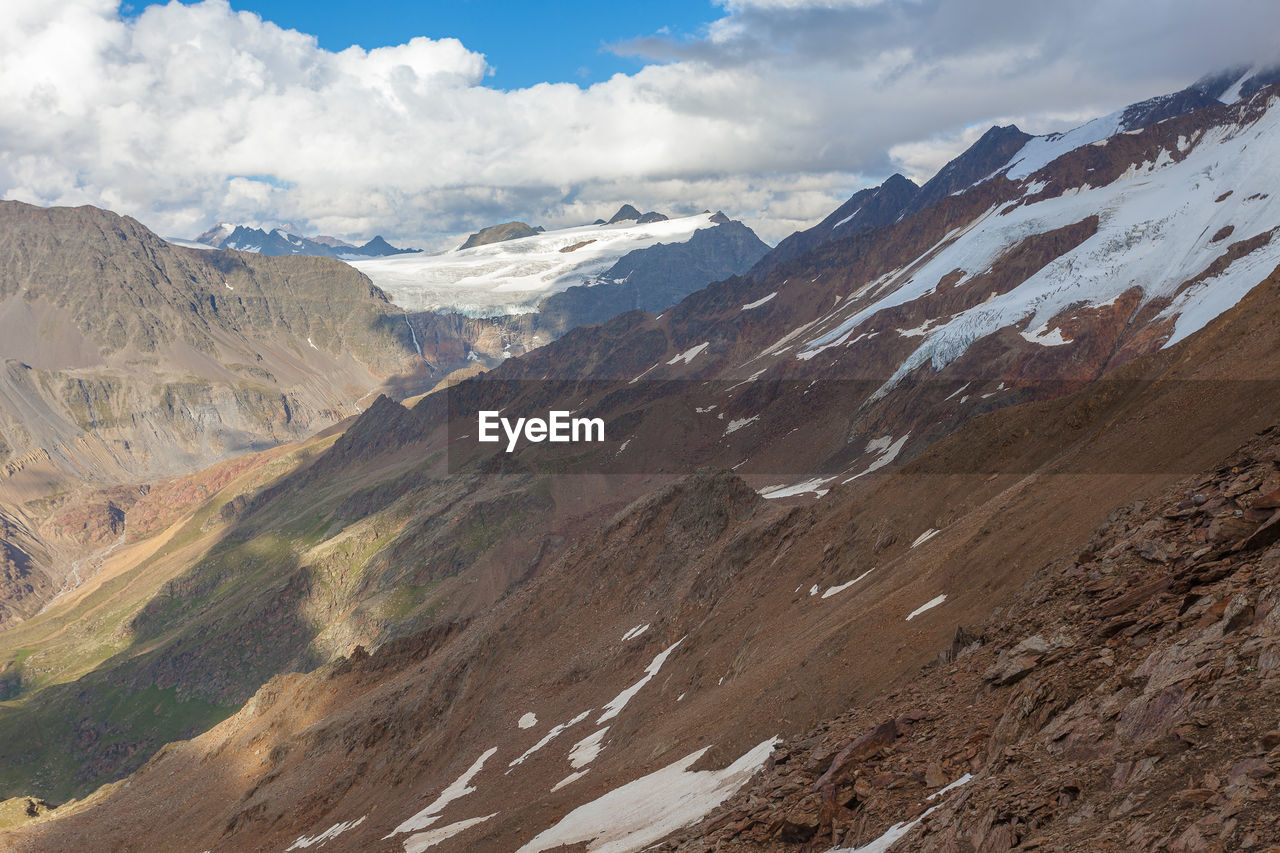 Summer panorama of fontana glacier, and gepatschferner, alto adige, italy