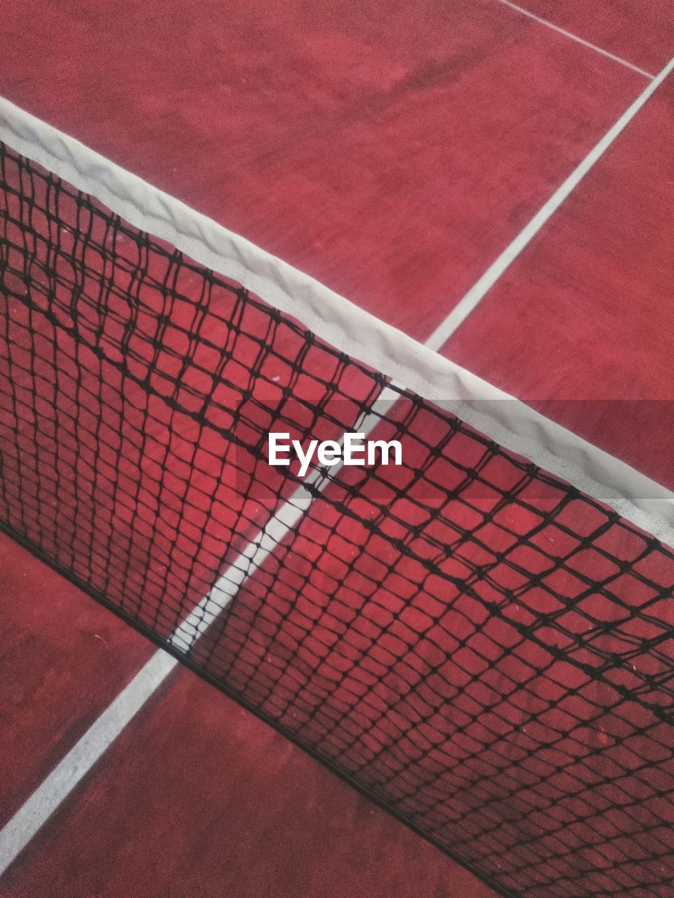 High angle view of tennis net in court