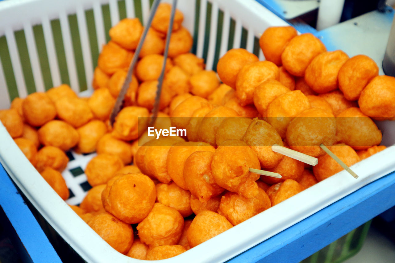 Photo of filipino street food called kwek kwek or deep fried quail eggs