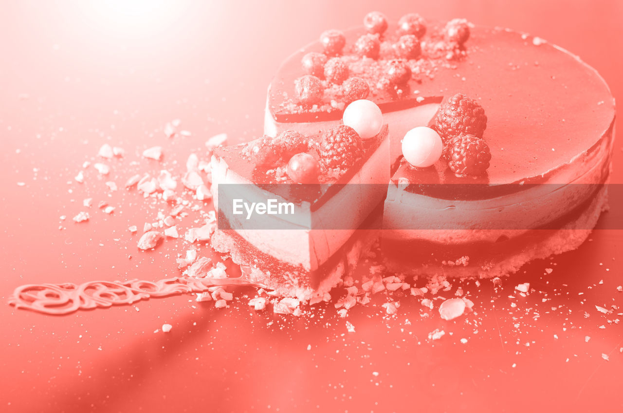 CLOSE-UP OF ICE CREAM WITH CAKE