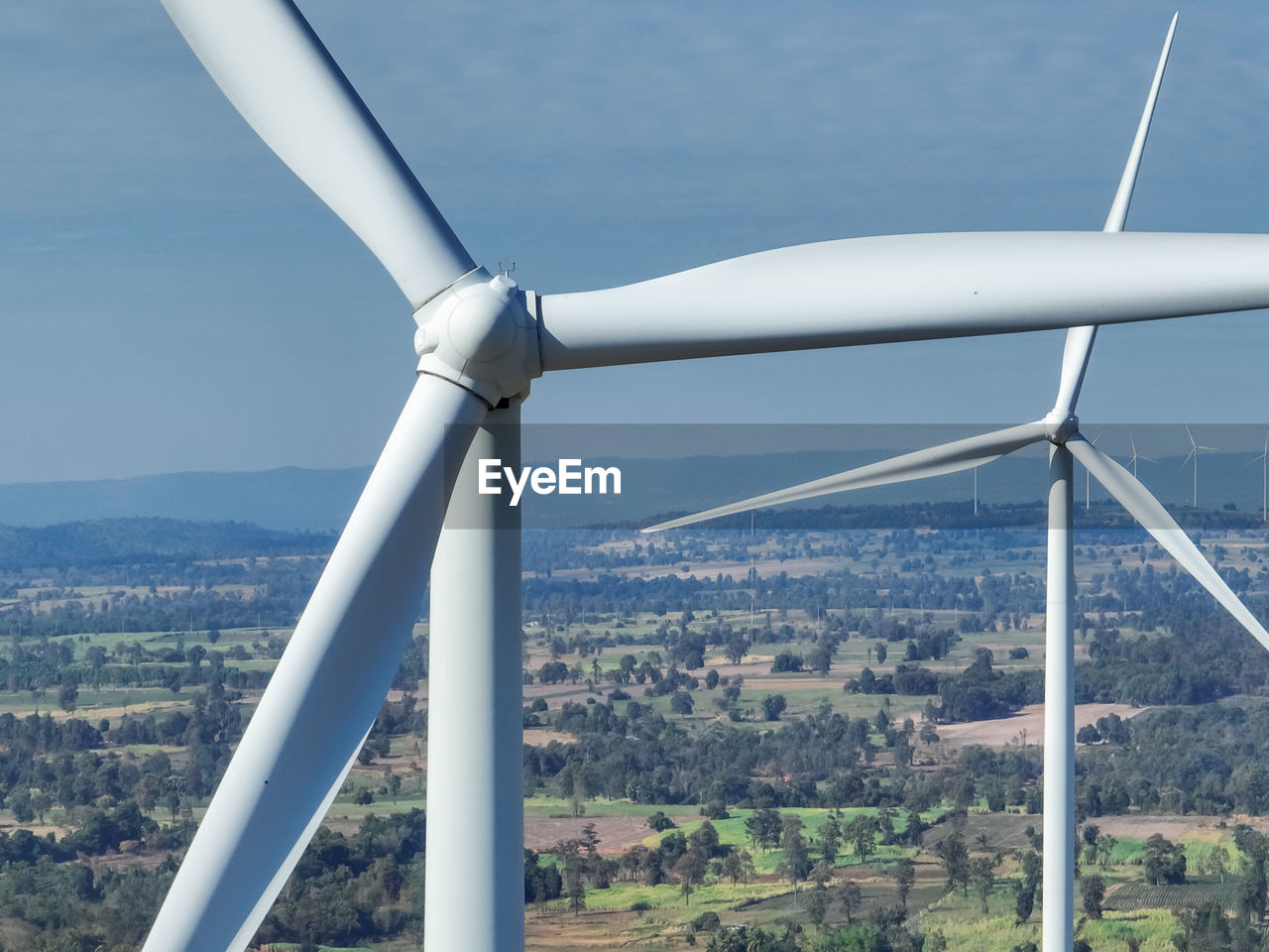 Landscape of wind farm. wind energy. wind power. sustainable, renewable energy. wind turbines