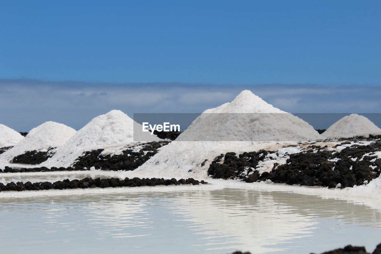 Scenic view of snow covered mountains against sky