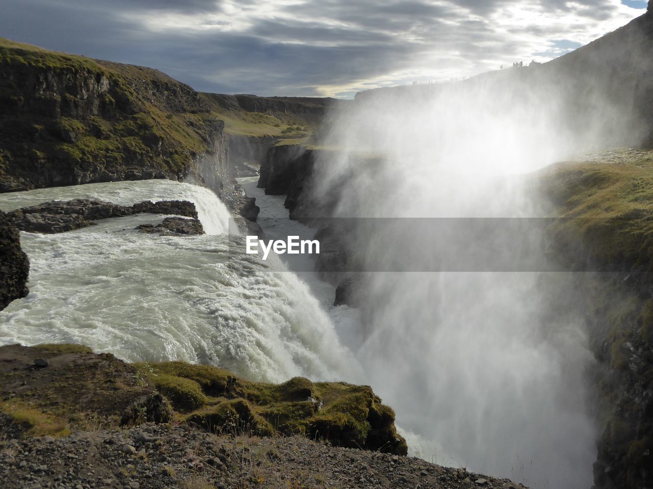 Scenic view of waterfall