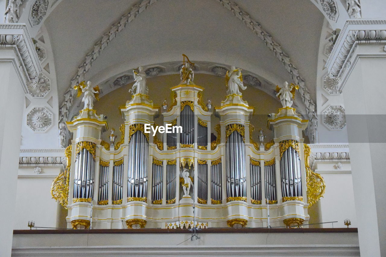 Low angle view of organ in an old temple