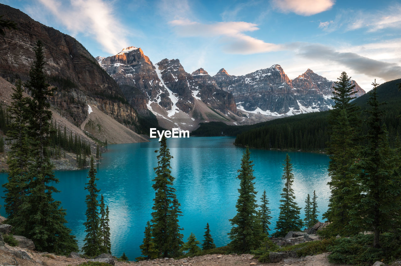 SCENIC VIEW OF LAKE BY TREES AGAINST SKY