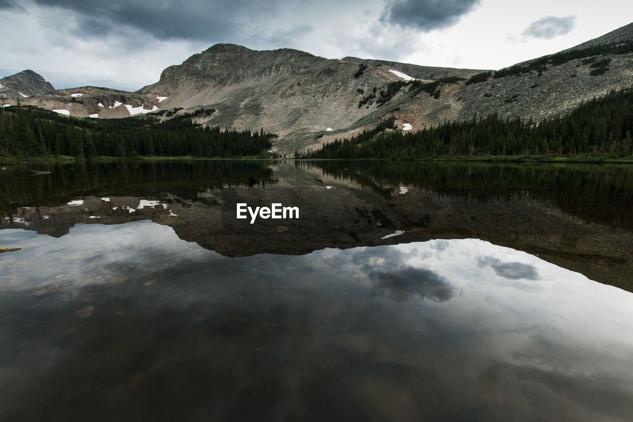 Reflection of mountains in lake