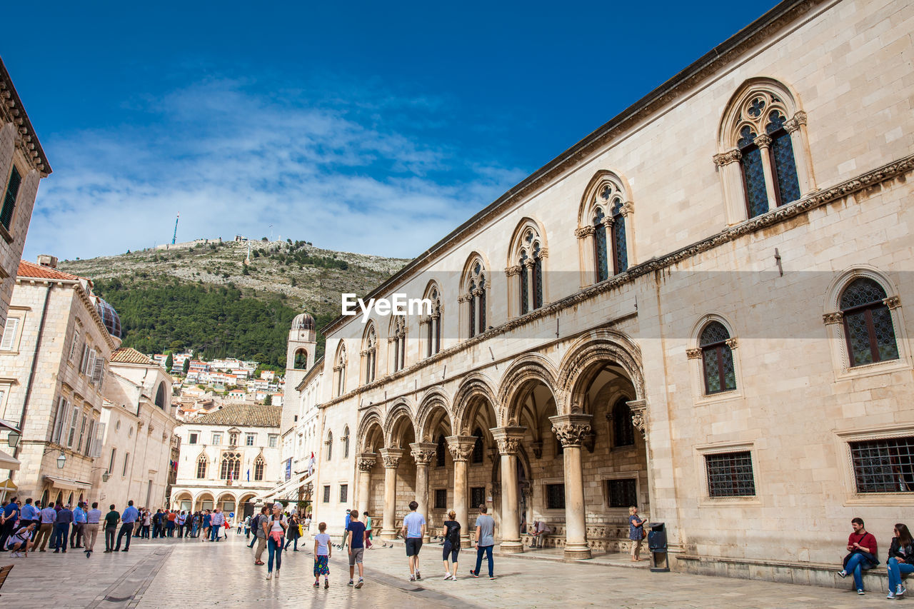 Tourists and locals at the beautiful streets at the old town of dubrovnik