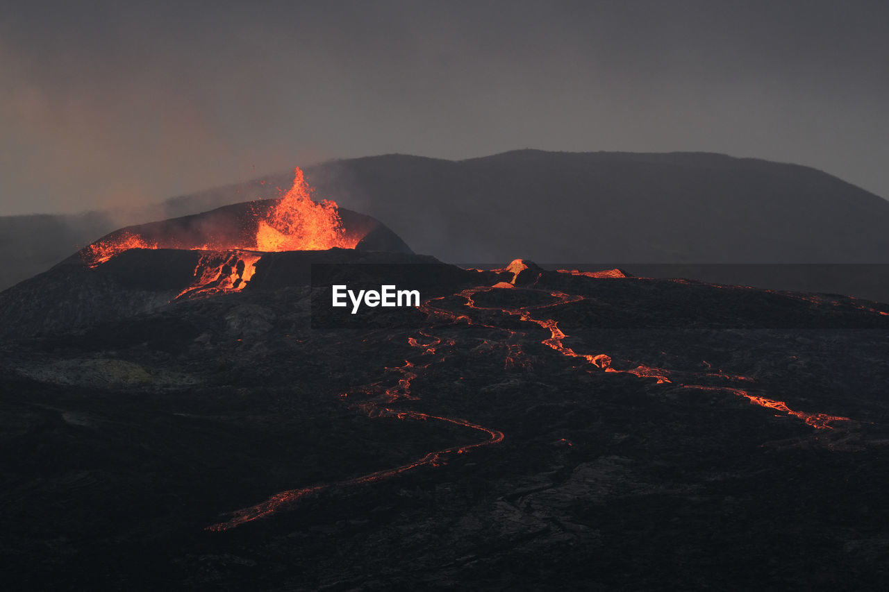 Amazing eruptions of fagradalsfjall volcano in iceland