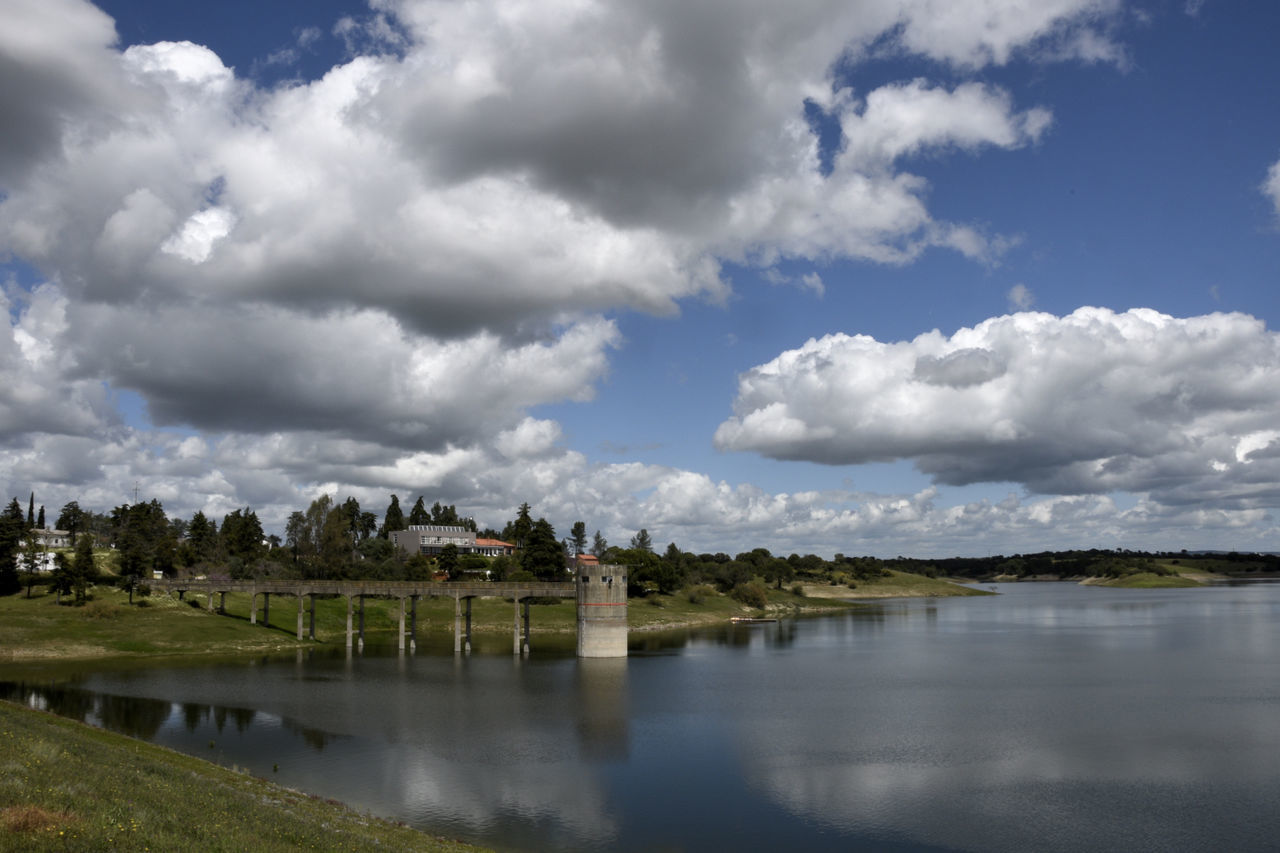 Scenic view of lake against sky