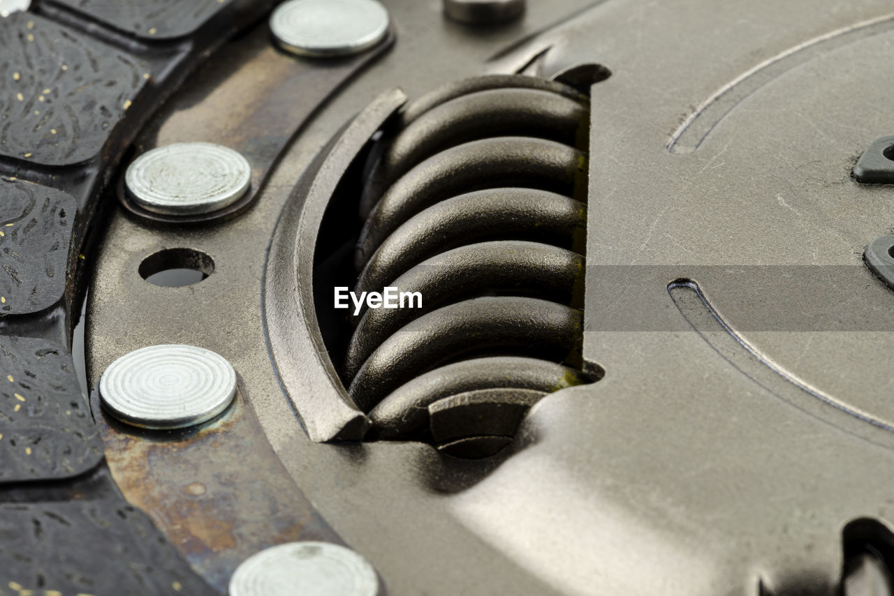 Used car clutch, macro shots for damping springs, isolated on a white background.