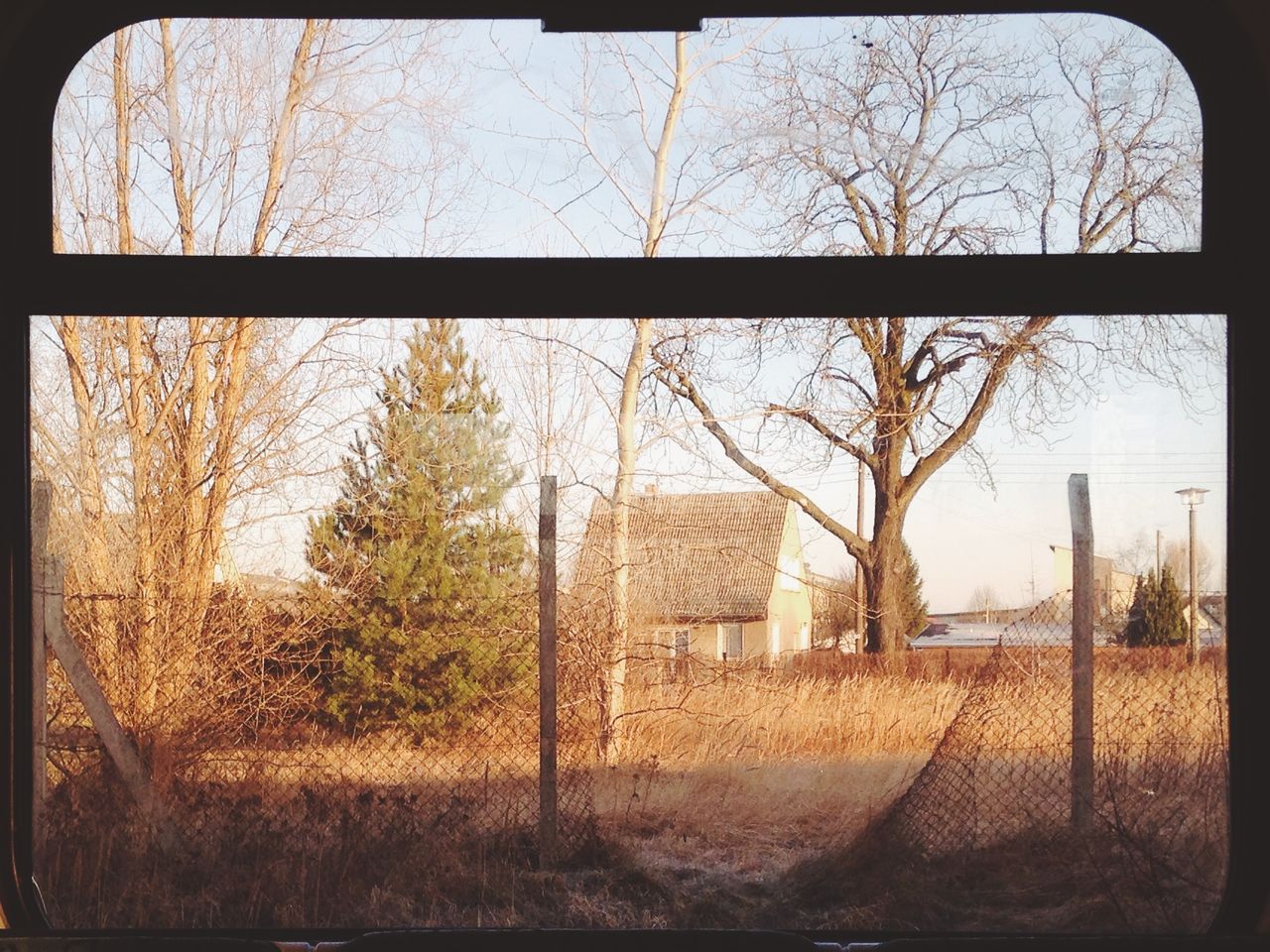 Village house seeing through window