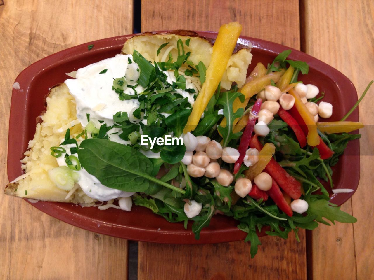 Close-up overhead view of food