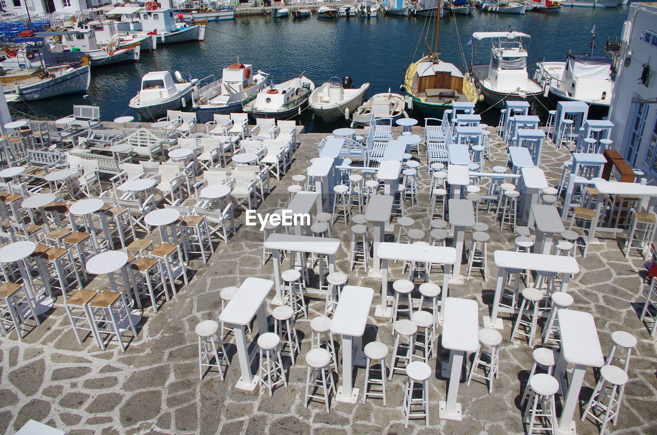 HIGH ANGLE VIEW OF ROW OF SHOPPING CARTS