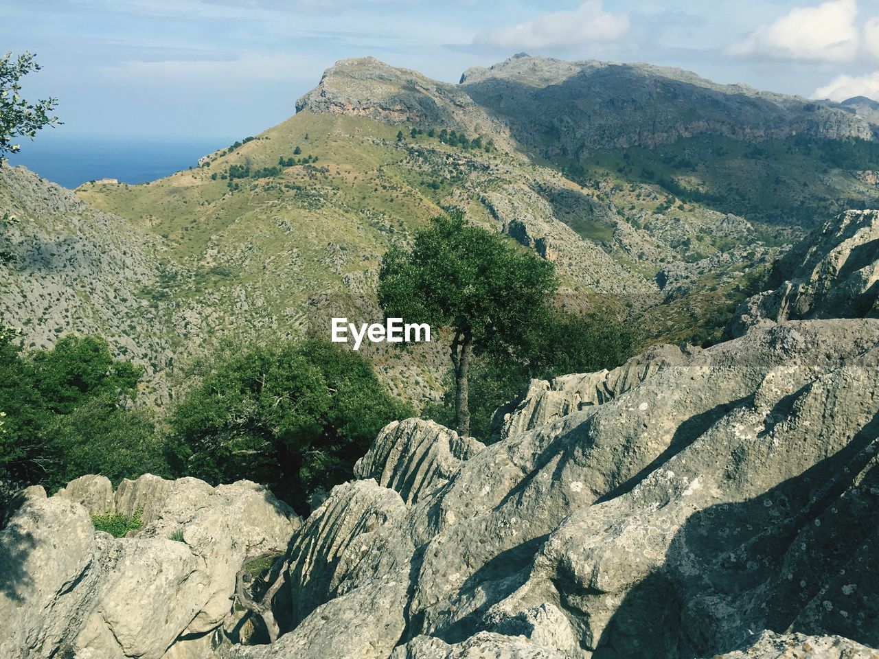 Scenic view of mountains against sky