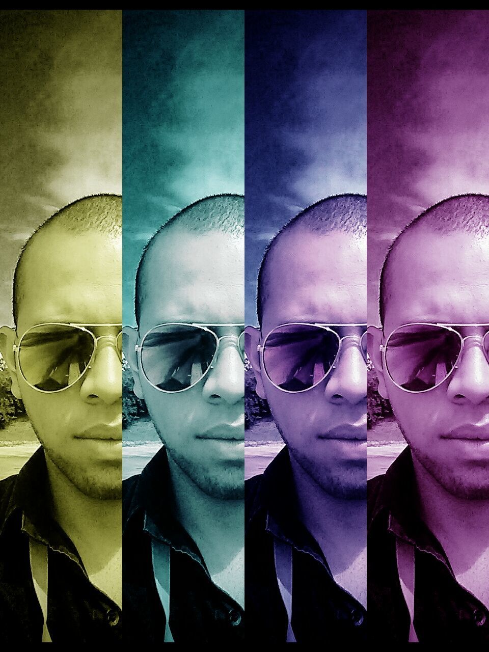 Multiple images of man with sunglasses