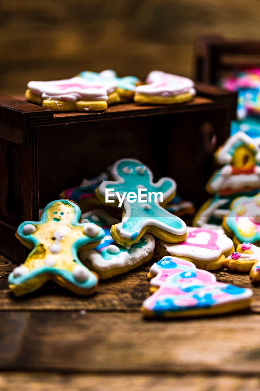 Close-up of cookies on table