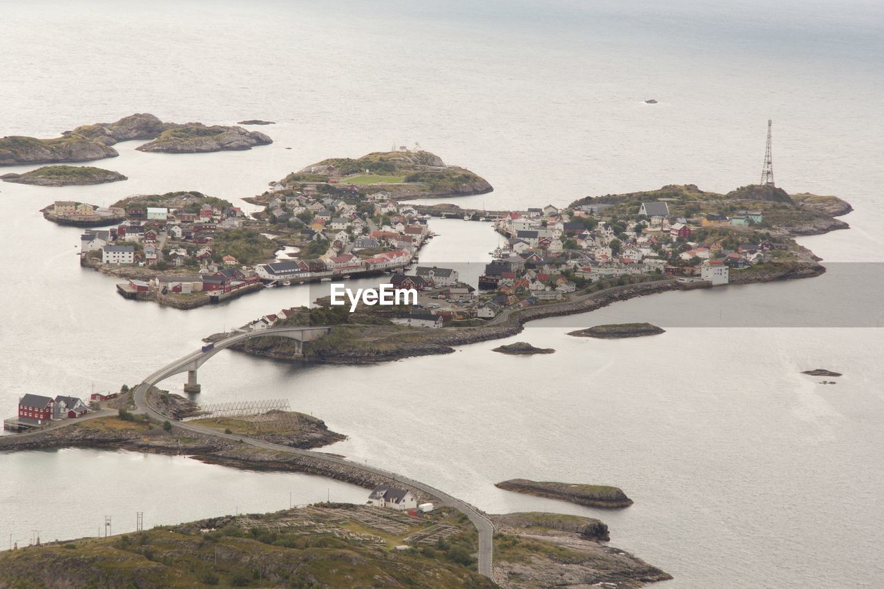 High angle view of boats on beach