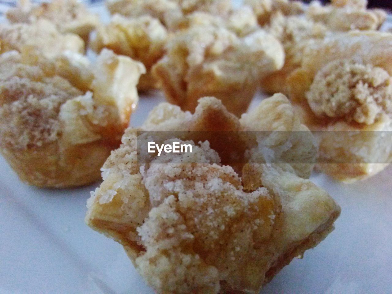 Close-up of apple crisps on plate