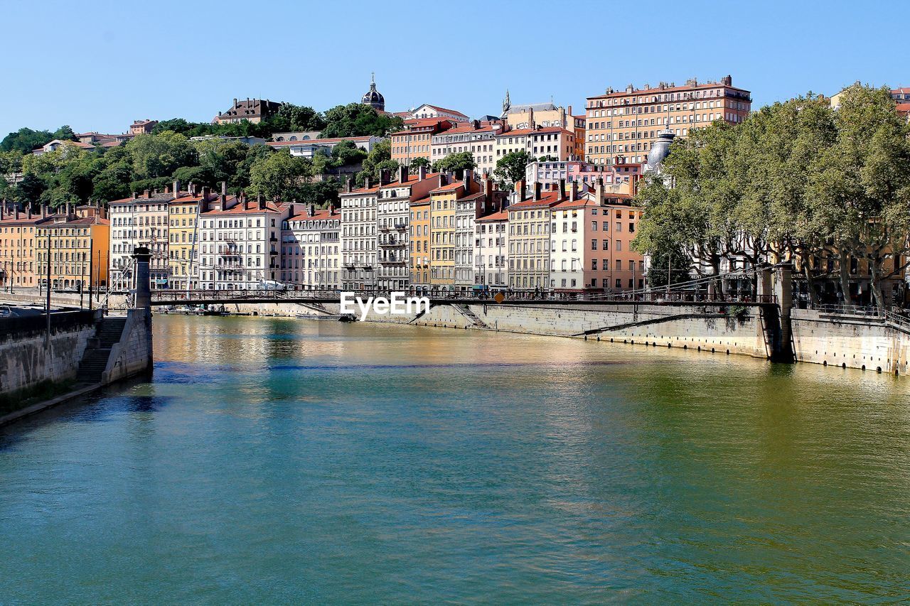 Bridge over river saone and the neighborhood of la creux roisse in lyon. 