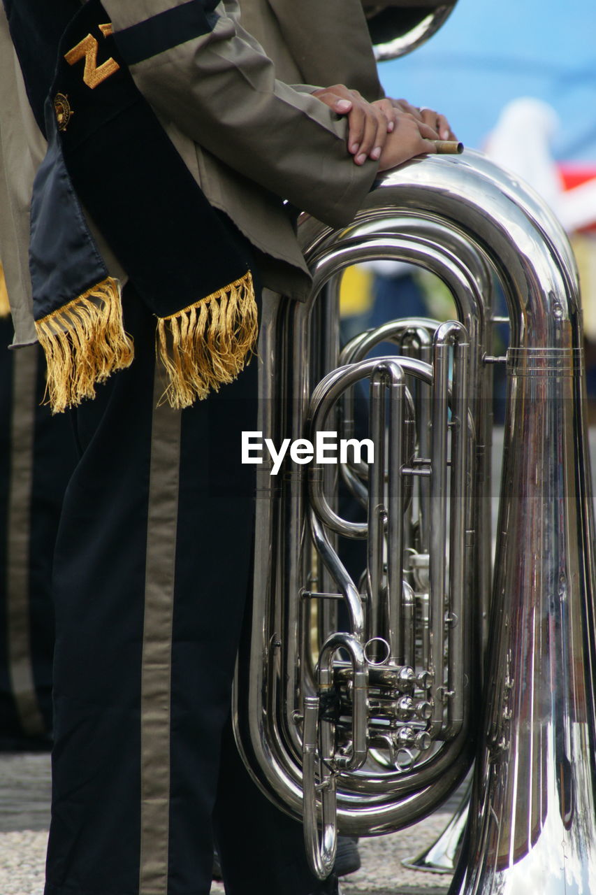 Close-up of trumpets