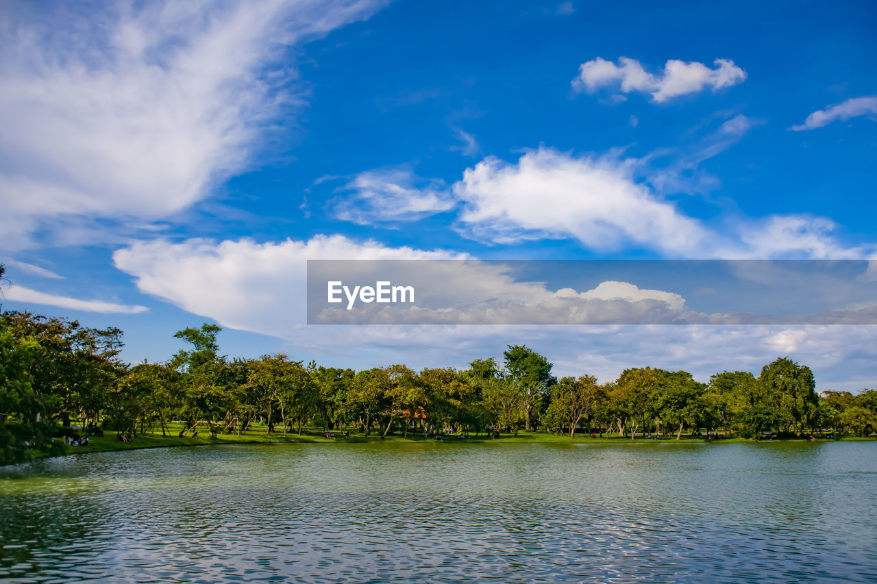 SCENIC VIEW OF LAKE BY TREES AGAINST SKY