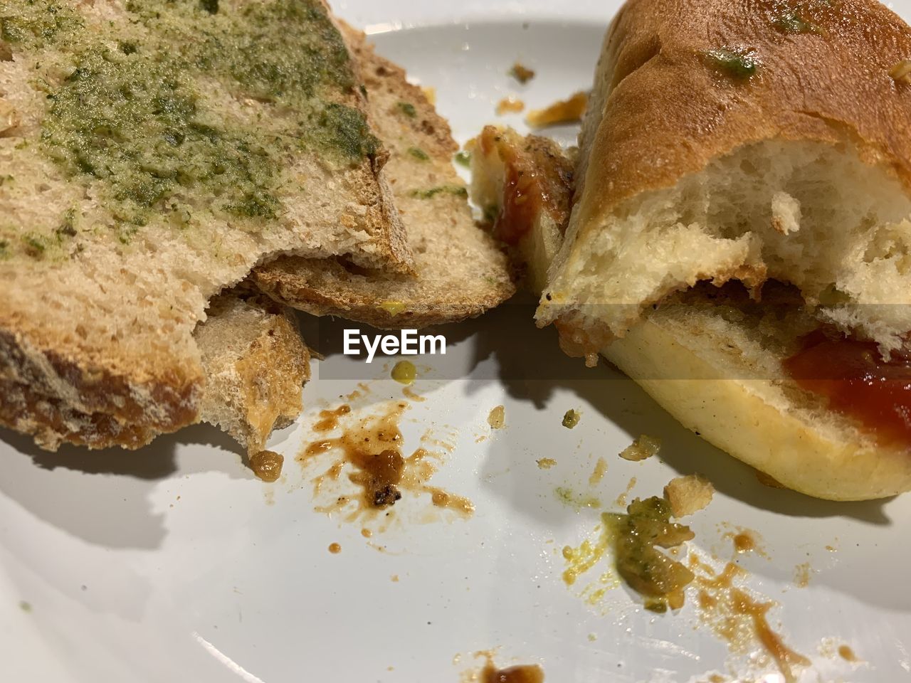 High angle view of breakfast served in plate