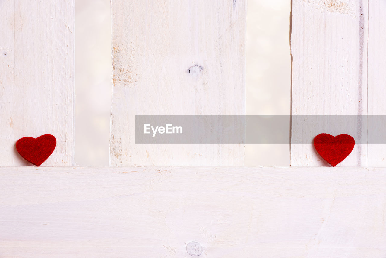 Close-up of heart shape on fence against clear sky