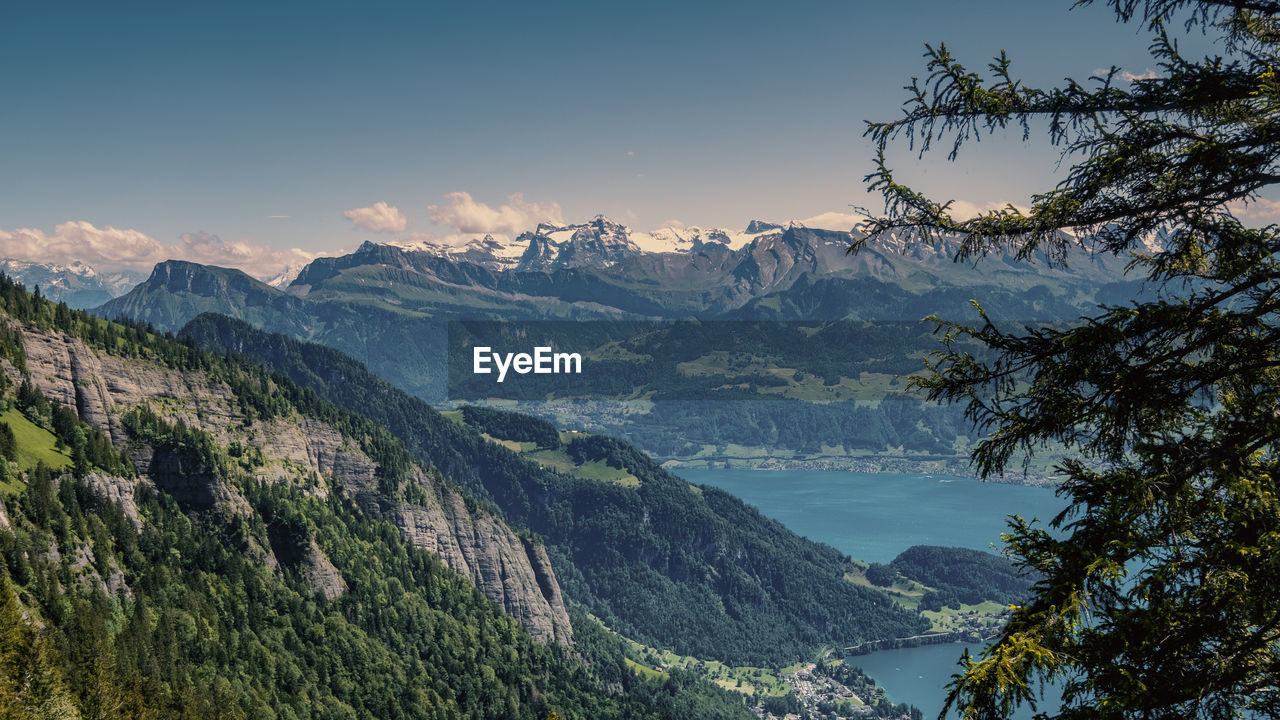 Scenic view of mountains against sky
